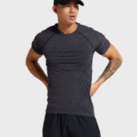 Gymshark Circuit Seamless Short Sleeve T-Shirt Black Marl Men’s - Picture 1 of 8
